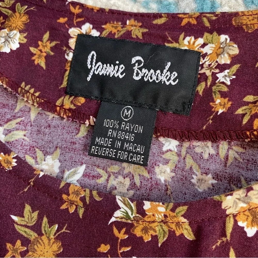 Vintage 90s Jamie Brooke Floral Boho Maxi Dress Size Medium - Picture 9 of 10